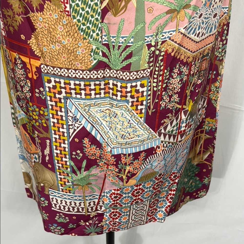 Salvatore Ferragamo Limited Edition Burgundy Multicolor Silk Top Size S - Picture 10 of 10